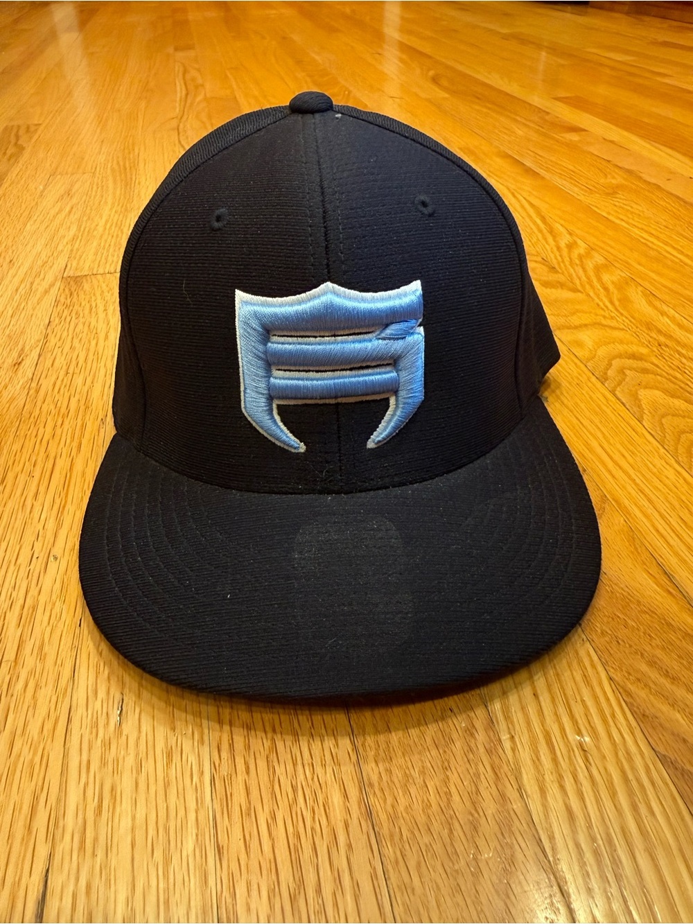 Black Snapback Hat with Light Blue Raised Logo - Cap America Premium Line